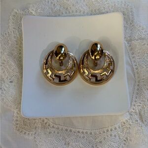 Vintage Monet Signed Gold-Tone Statement Clip On Earrings